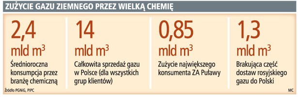 Zużycie gazu ziemnego przez wielką chemię