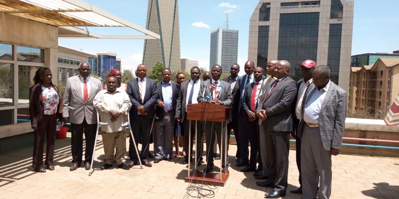 Raila Odinga addressing the press today 