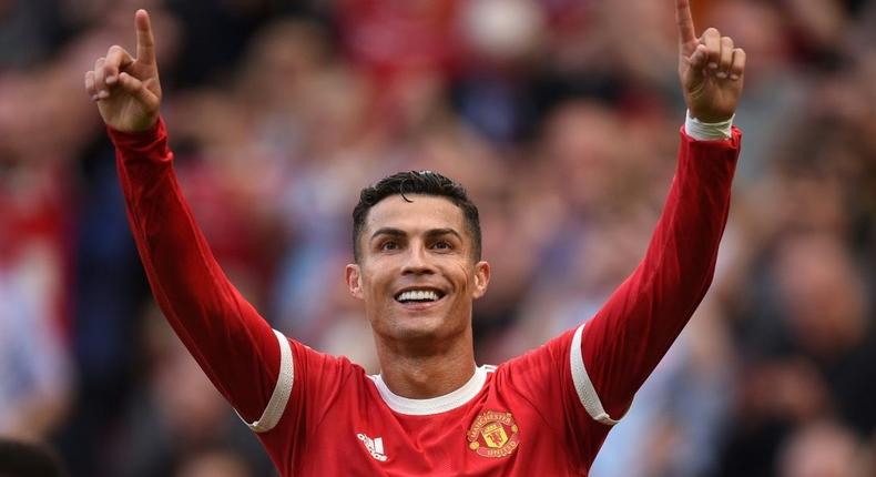 Manchester United striker Cristiano Ronaldo celebrates after scoring against Newcastle Creator: Oli SCARFF