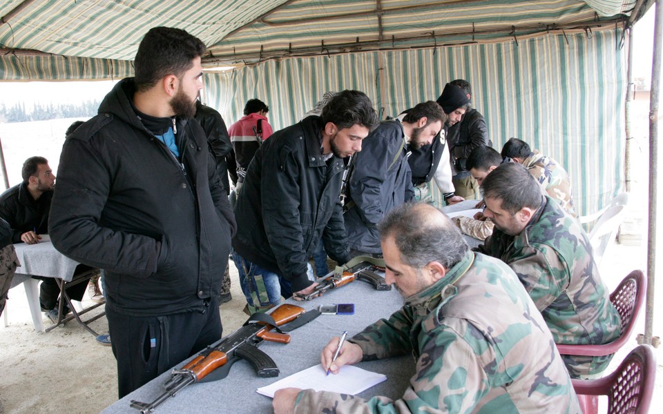 SYRIA RULAR DAMASCUS CONFLICT (Fighters turned themselves in and handed over their weapons)