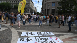 Zajlik Miskolcon az élőláncból lett tüntetés a  kirúgott igazgatóhelyettesért – Élő videó