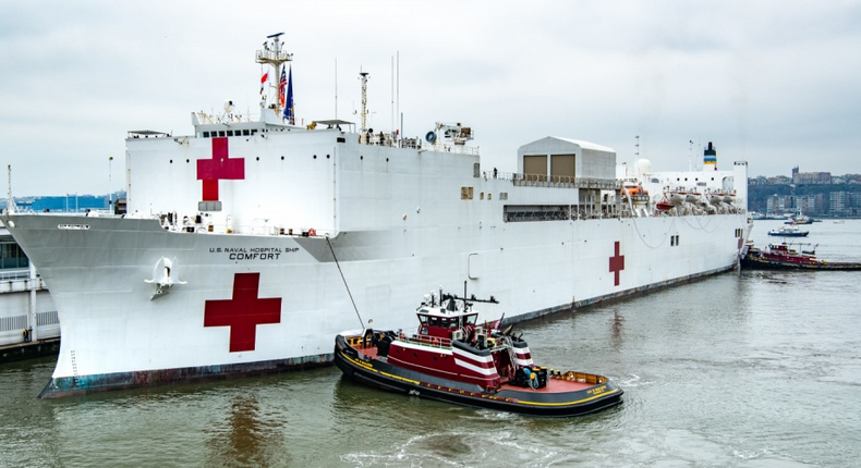 The USNS Comfort arrived in New York Harbor to support the national, state and local response to the coronavirus (COVID-19)