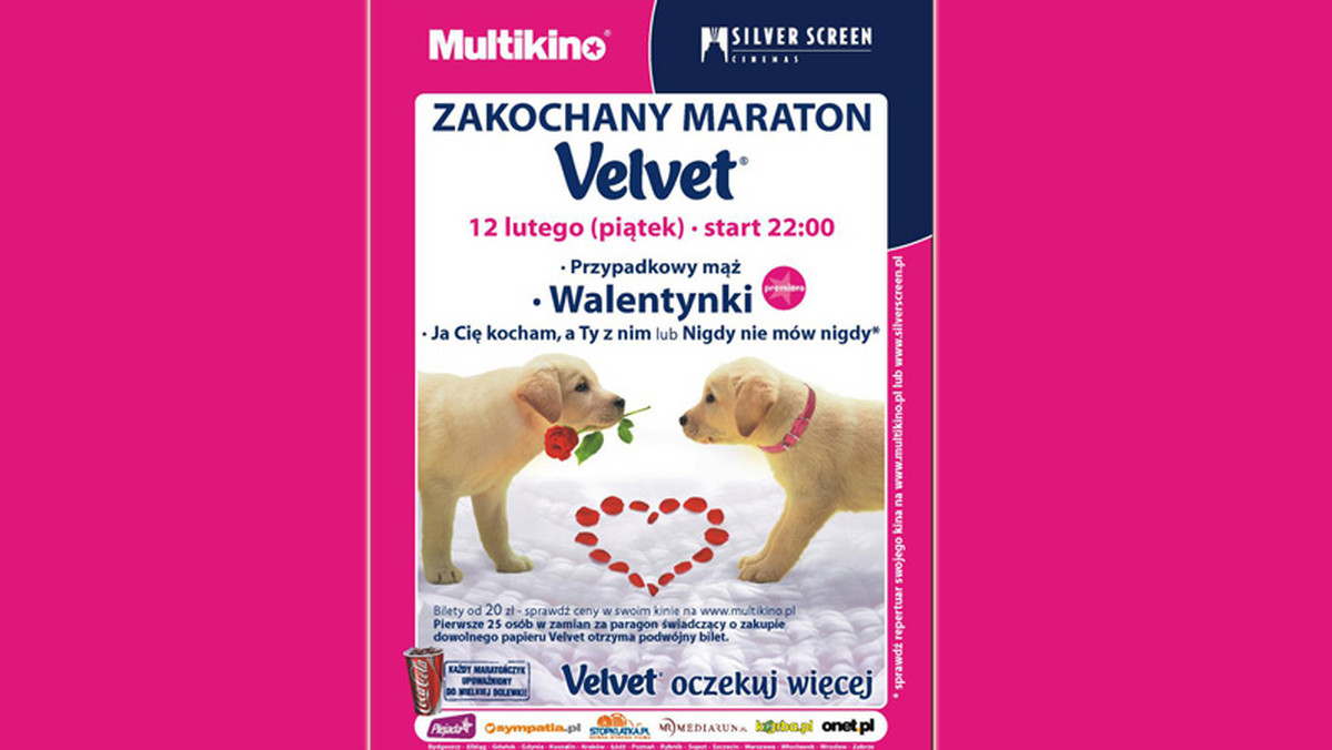 12. lutego w 21 kinach sieci Multikino i Silver Screen odbędzie się "Zakochany Maraton Velvet". Dowiedz się, jakie romantyczne filmy możesz obejrzeć!