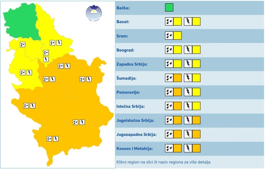 Meteoalarm za četvrtak 17. jul