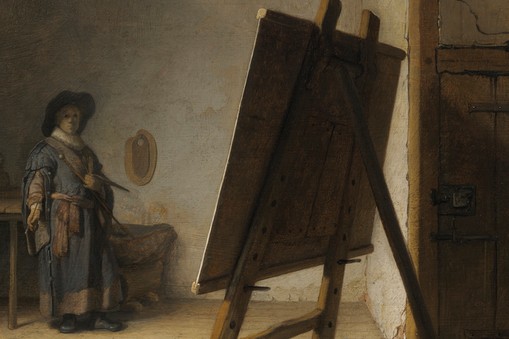 Rembrandt, „Artysta w swojej pracowni, ok. 1628 r., deska, 24,8 x 31,7 cm, Museum of Fine Arts, Boston