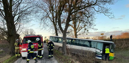Groźny wypadek autobusu szkolnego na Kujawach. Podróżowało nim 11 dzieci [ZDJĘCIA]