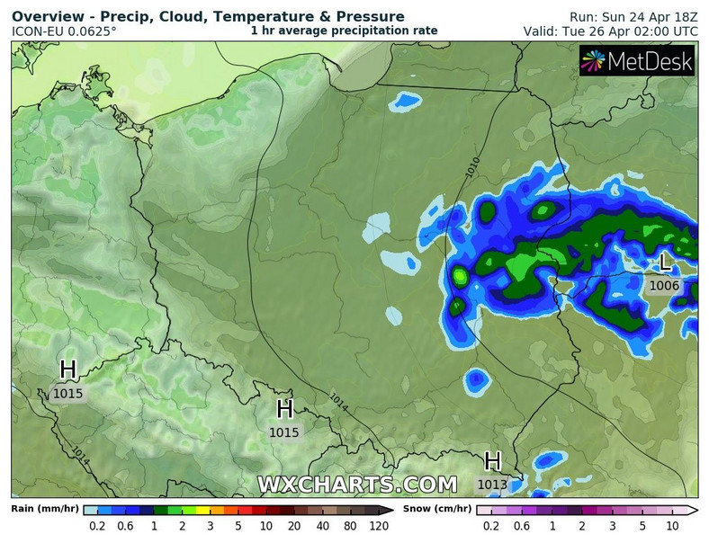 W nocy opady będą powoli zanikać