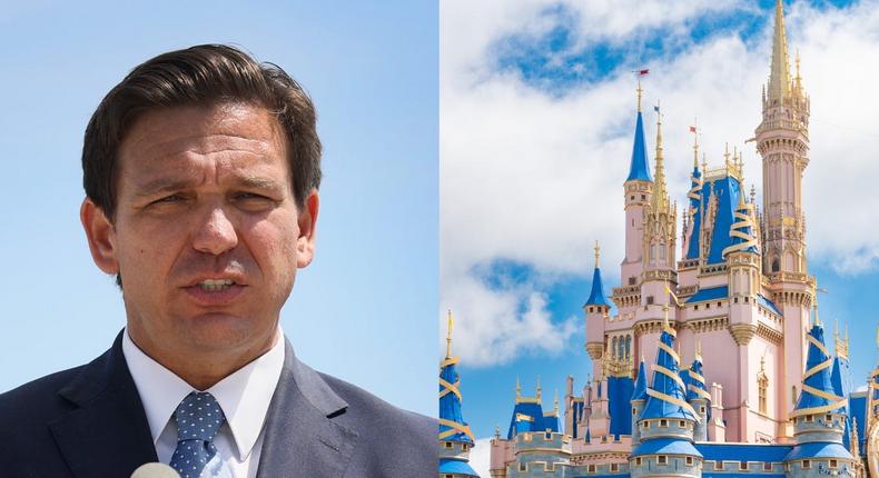 Florida Gov. Ron DeSantis got married at Disney World in 2009.Joe Raedle/Getty Images and AaronP/Bauer-Griffin/GC Images