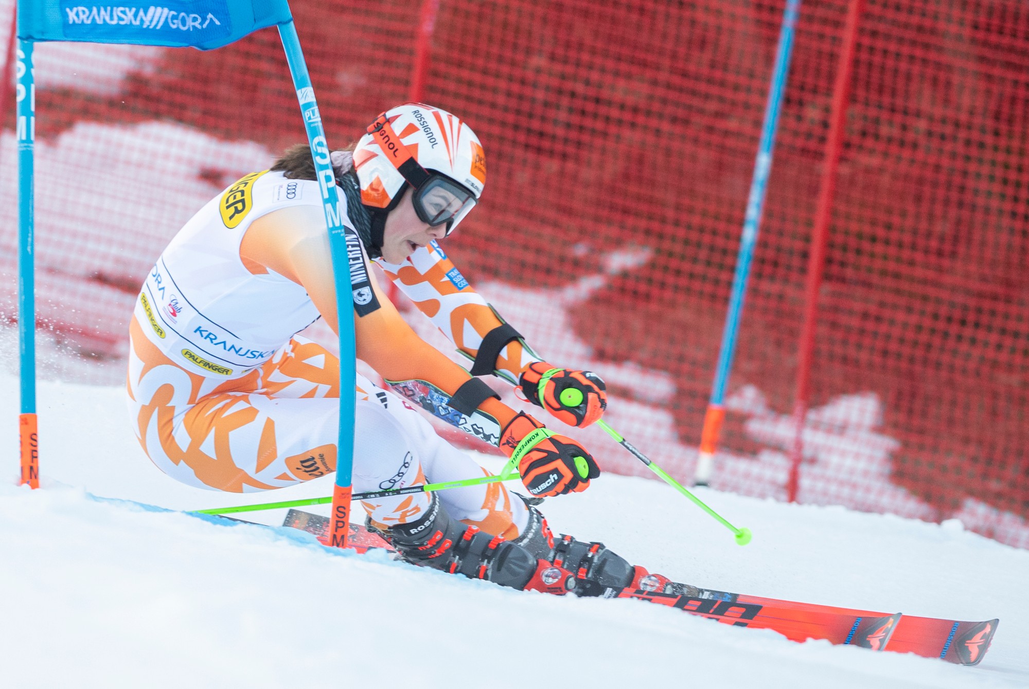 Petra Vlhová na obrovskom slalome žien Svetového pohára v alpskom lyžovaní v slovinskej Kranjskej Gore.