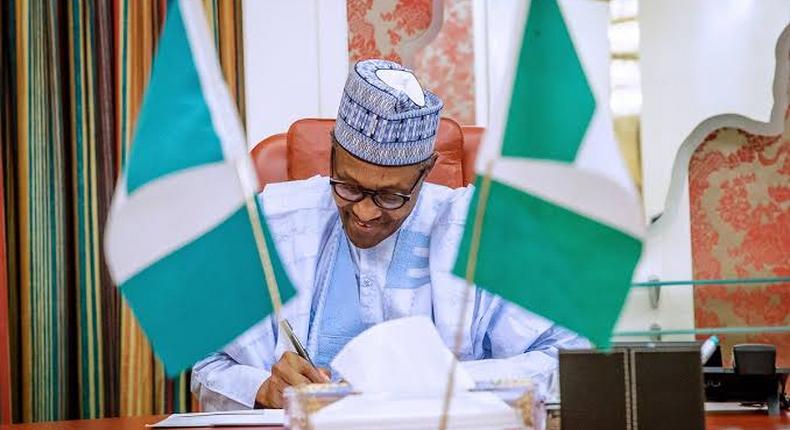 President Buhari in his office (Daily Post)