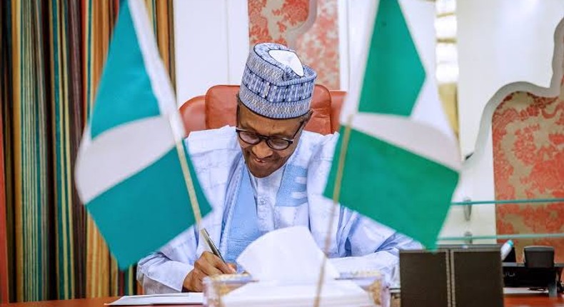 President Buhari in his office (Daily Post)