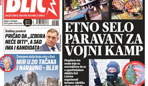 Blic naslovna strana za 1.10 