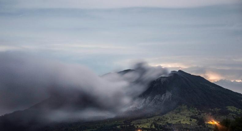 View of ash spewed by the Turrialba volcano in Cartago, 35 km east of San Jose, on September 20, 2016