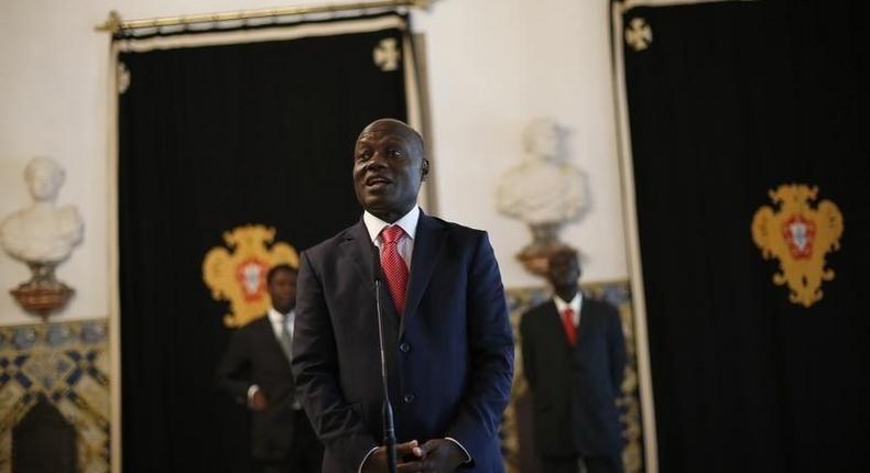 Guinea-Bissau's President Jose Mario Vaz speaks with journalists after a meeting with his Portuguese counterpart Anibal Cavaco Silva (not pictured) at Belem presidential palace in Lisbon June 19, 2014. REUTERS/Rafael Marchante