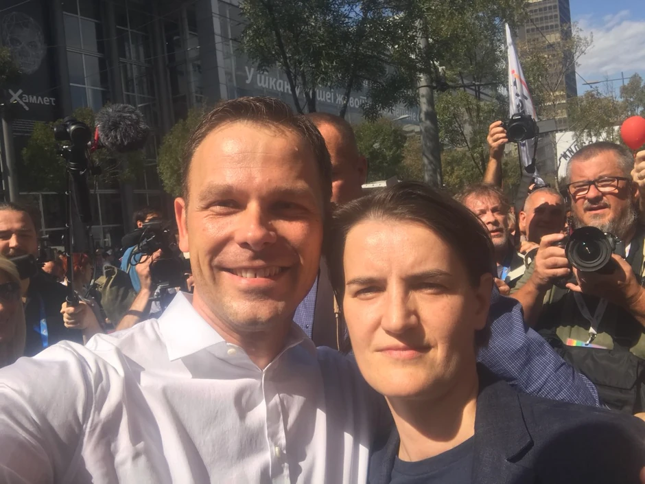 Gradonačelnik Siniša Mali i premijerka Ana Brnabić na ovogodišnjem Prajdu