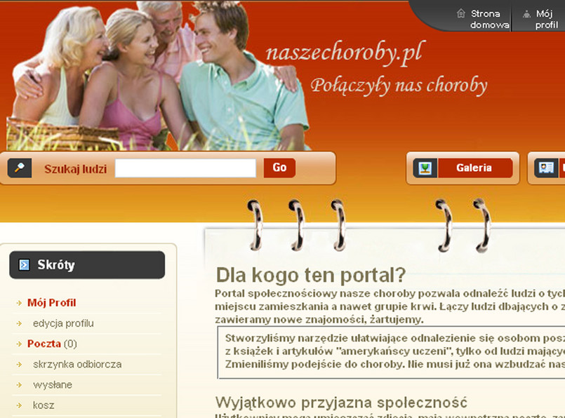 "Szukasz choroby, znajdziesz przyjaciół" oraz "Połączyły nas choroby" - tak reklamuje się nowy portal społecznościowy naszechoroby.pl