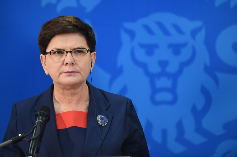 Premier Beata Szydło podczas konferencji prasowej po sesji roboczej premierów Państw Bałtyckich w Tallinie.