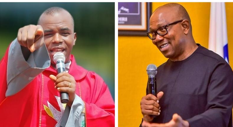 Rev Fr. Ejike Mbaka and Labour Party Presidential candidate, Peter Obi. 