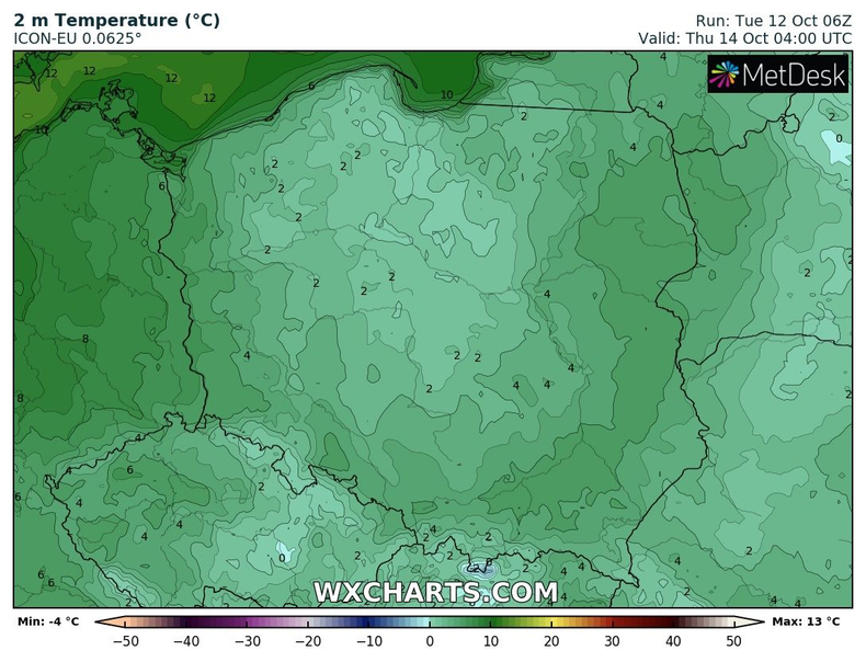 W nocy chłodno, ale przymrozki wystąpią głównie przy gruncie