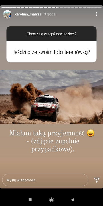 Screenshot z Instastory Karoliny Małysz