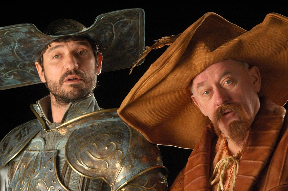 Iz predstave "Don Kihot" koju je sa Draganom Jovanovićem Petar Kralj igrao u "Madlenianumu"