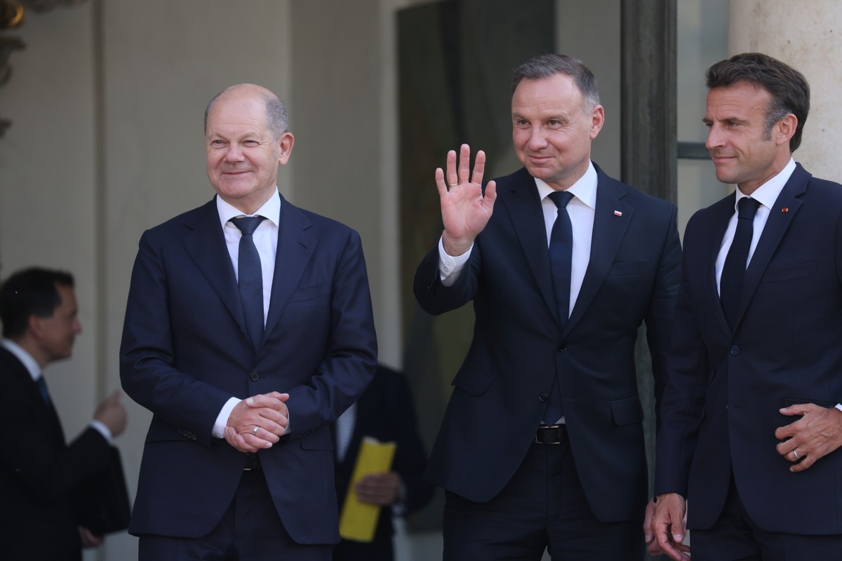 Olaf Scholz, Andrzej Duda, Emmanuel Macron