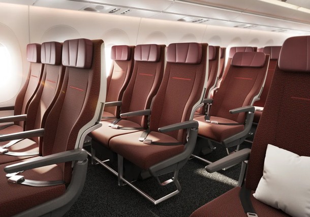 Miejsca w klasie ekonomicznej na pokładzie samolotu Qantas A350
