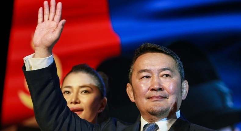 Presidential candidate Khaltmaa Battulga, pictured on June 11, 2017, has been plagued by reports of an offshore account and arrests of many of his colleagues by Mongolia's anti-corruption body