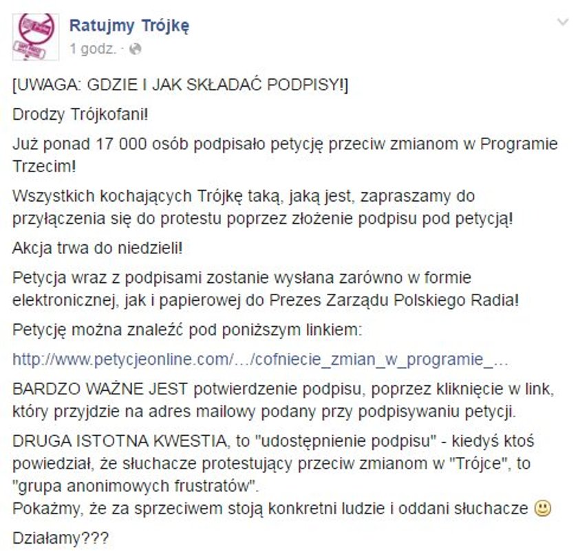 Mann, Niedźwiecki i Andrus przeciwko Trójce. Podpisali petycję