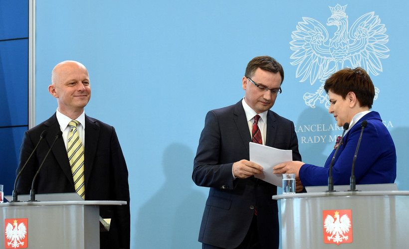 Premier Beata Szydło, minister sprawiedliwości, prokurator generalny Zbigniew Ziobro oraz minister finansów Paweł Szałamacha