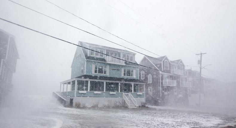 A large coastal storm hits Massachusetts in March 2018.