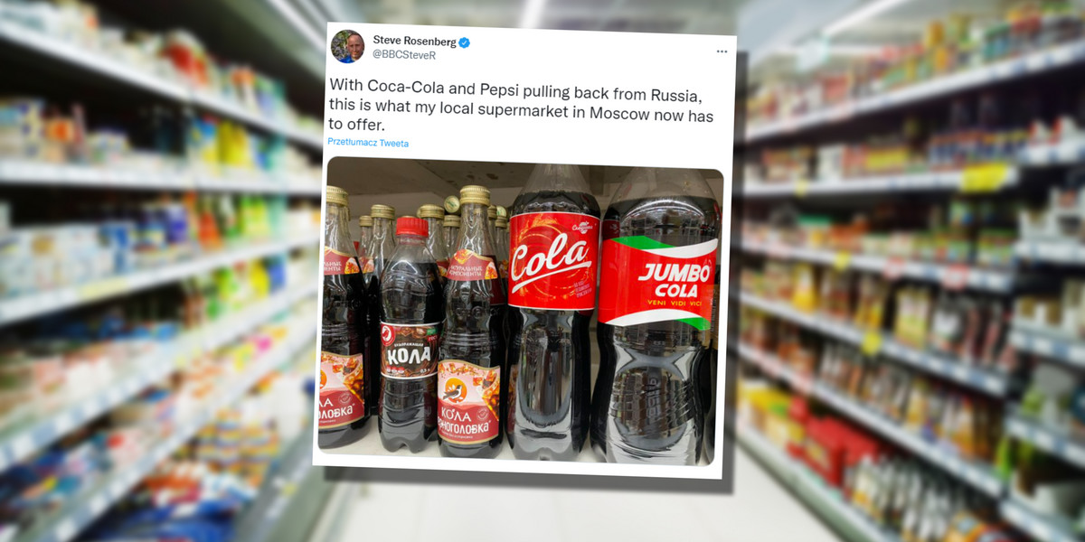 Na sklepowych półkach w Rosji próżno szukać Coca-Coli czy Pepsi