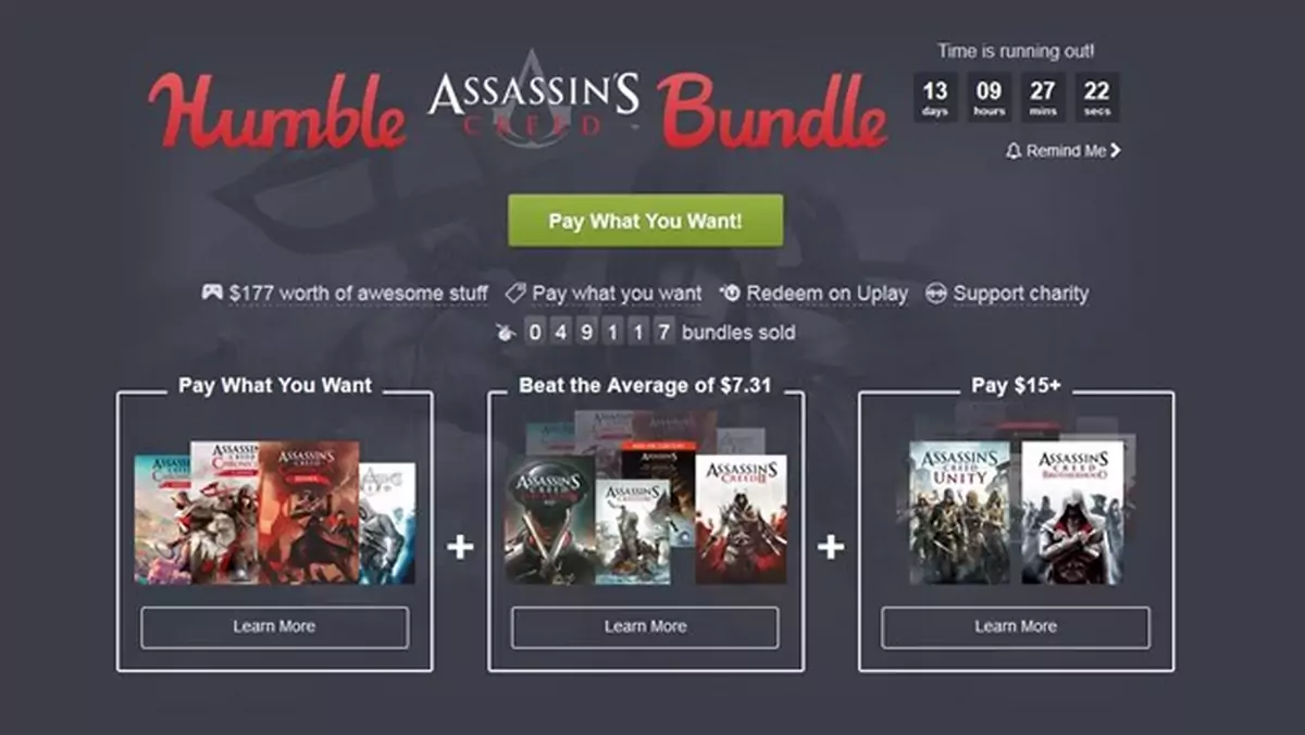 Humble Bundle -  dziewięć razy Assassin's Creed za niewiele ponad 60 złotych