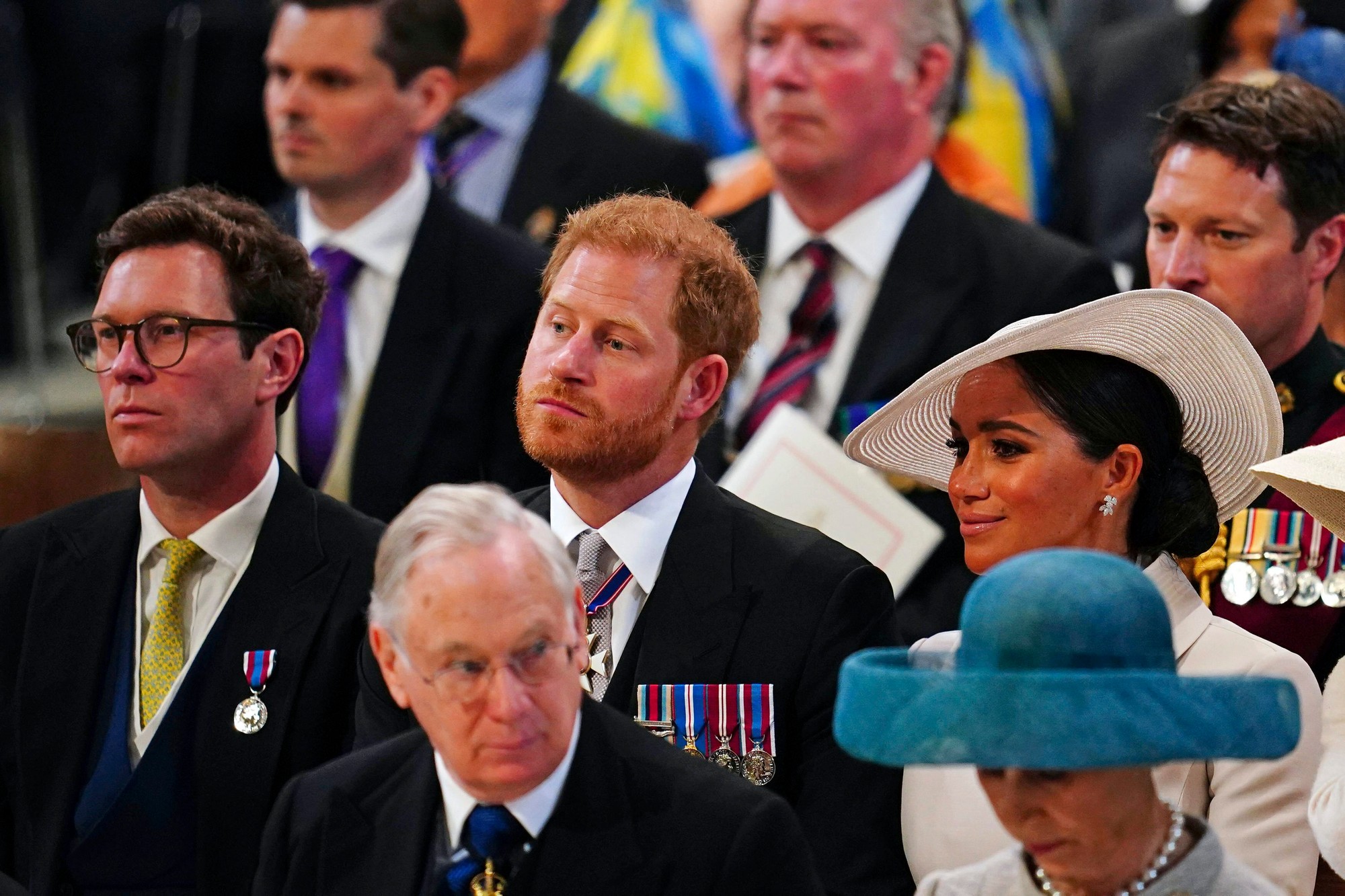 Harry and Meghan na ďakovnej bohoslužbe v londýnskej Katedrále svätého Pavla.