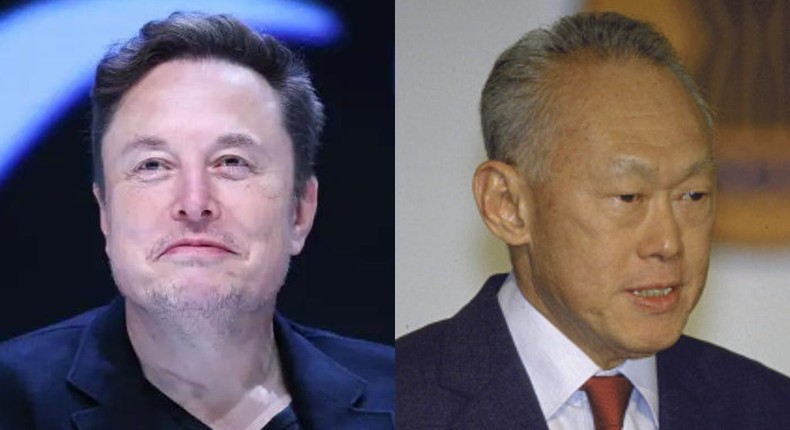 Tesla and SpaceX CEO Elon Musk and Singapore's first Prime Minister Lee Kuan Yew.Marc Piasecki/Getty Images, Robert Nickelsberg/Getty Images