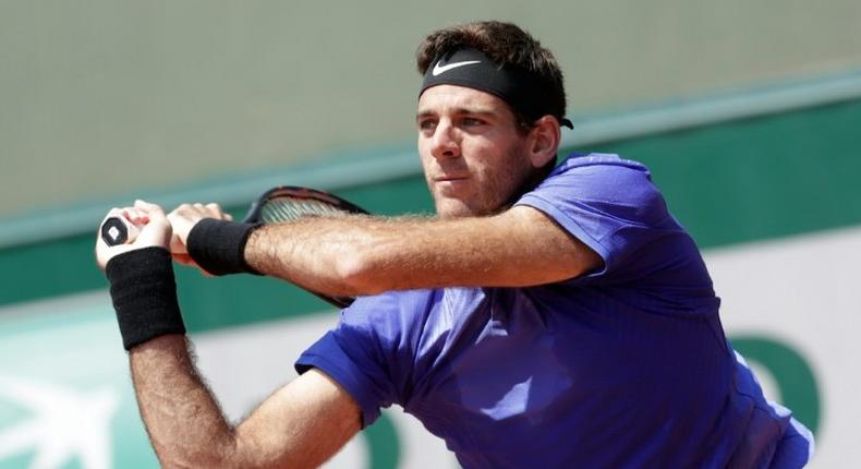 Argentina's Juan Martin Del Potro returns the ball to Spain's Nicolas Almagro during their French Open clash on June 1, 2017