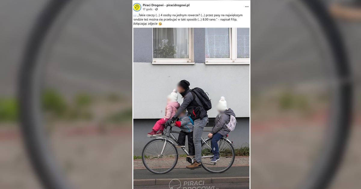 Na ramie, kierownicy i bagażniku. Tak ojciec podróżuje z dziećmi do szkoły