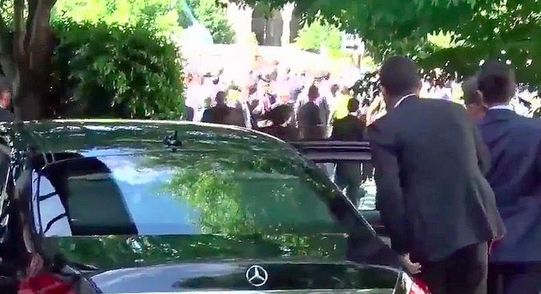 Security agents surround Turkish President Recep Tayyip Erdogan's vehicle in Washington, DC.