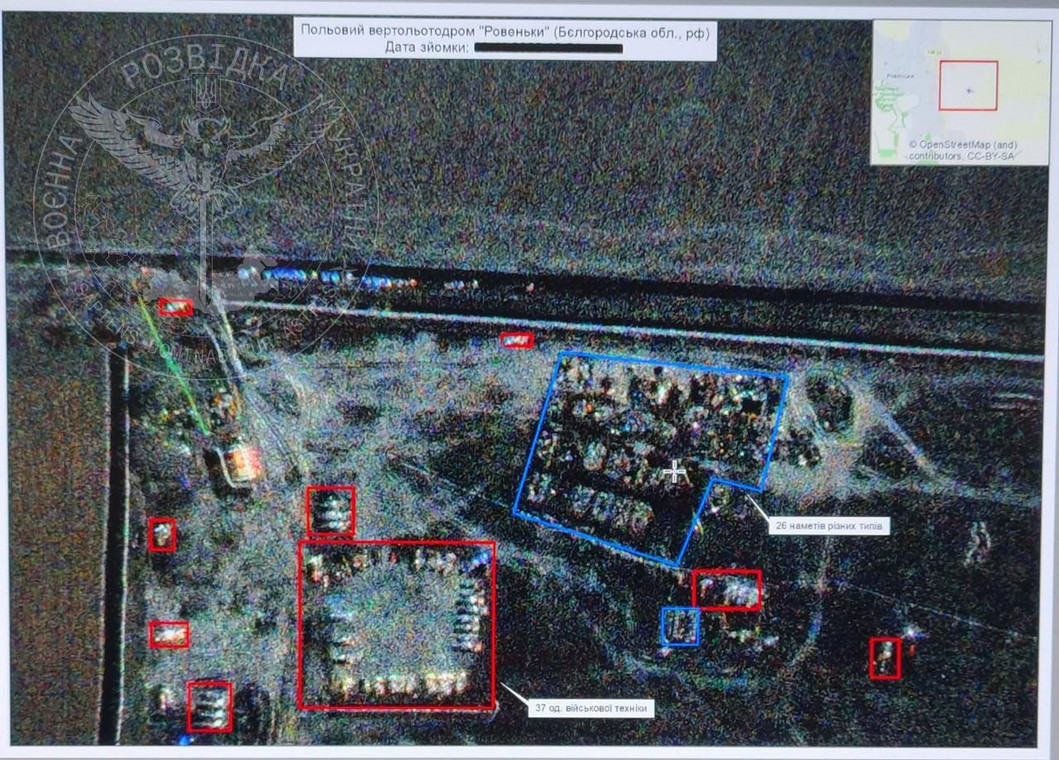 Miejsce zgrupowania rosyjskiego wojska widziane z satelity radarowego.