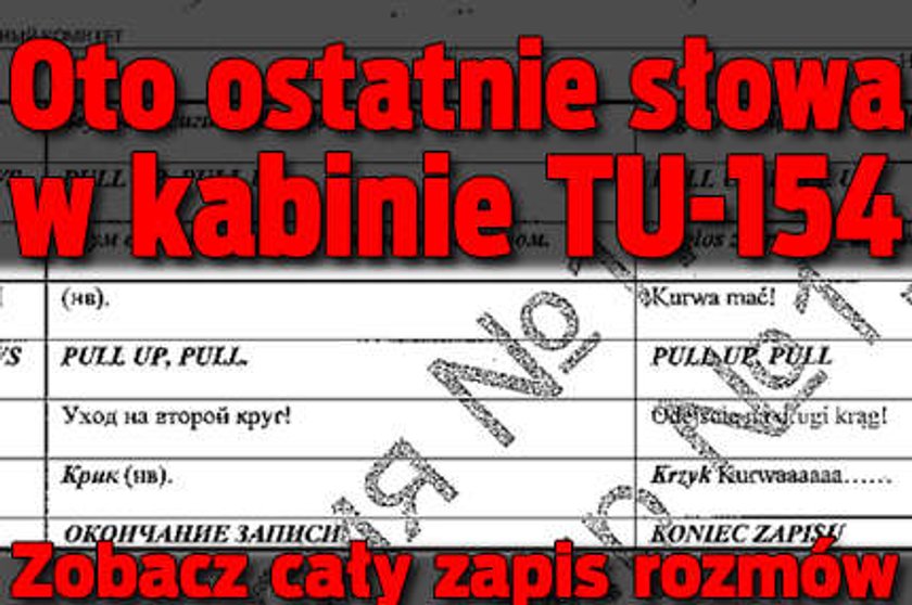 Ostatnie rozmowy w kabinie Tu-154!