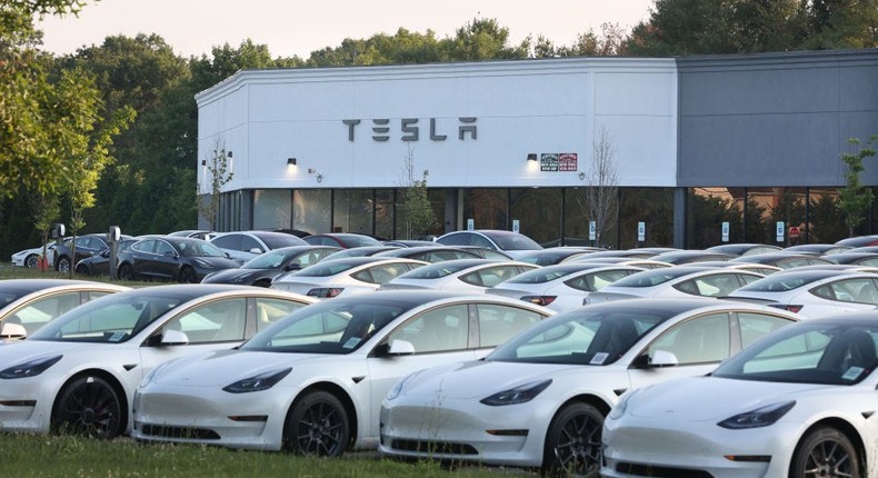 Tesla registrations fell in California.Newsday LLC/Getty Images