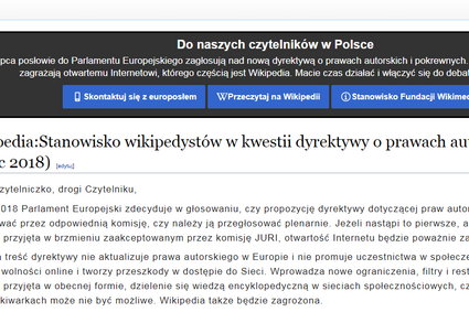 Polska Wikipedia zniknęła na 24 godziny. To protest przeciw dyrektywie o prawie autorskim
