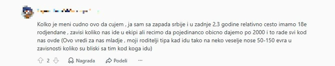 Srbi ne mogu da se dogovore koliko novca je dovoljno da stave u kovertu za punoletstvo