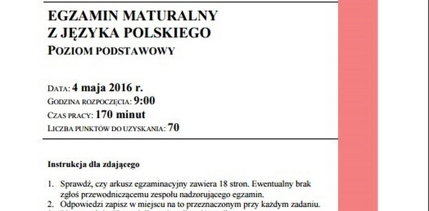 Matura 2016: w Gliwicach unieważniono maturę z języka polskiego