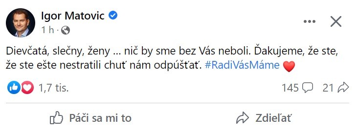 Matovič napísal ženám k MDŽ.