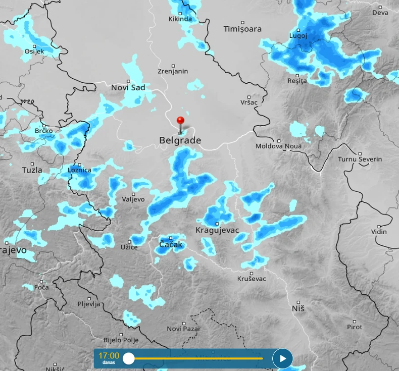 Kretanje nevremena u 17h