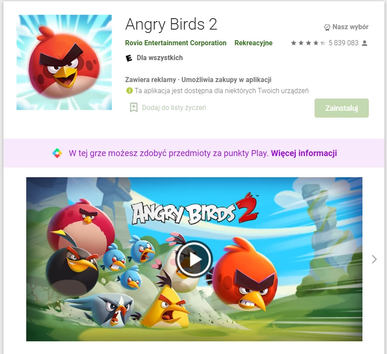 Gra Angry Birds 2 do pobrania w Sklepie Play