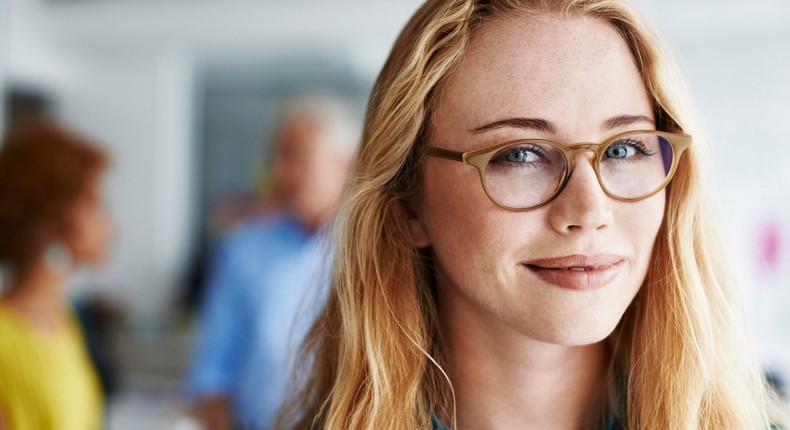 smart woman wearing glasses