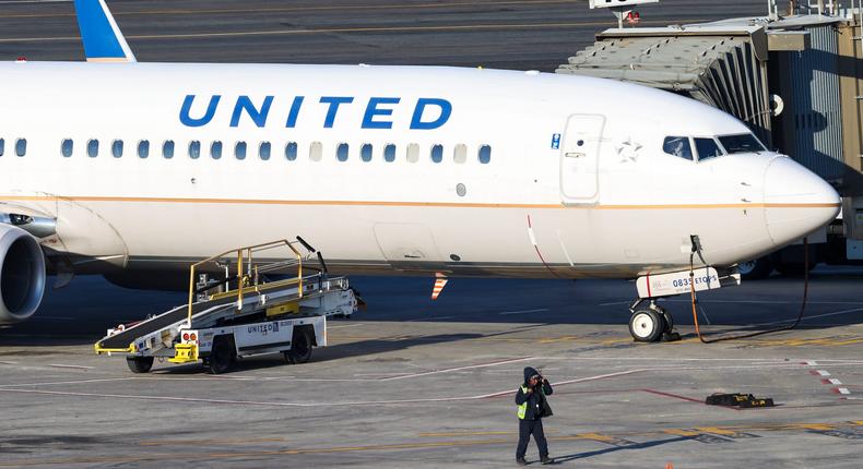 A United Airlines airplane is seen at the Newark Liberty International Airport in Newark, New Jersey, United States.