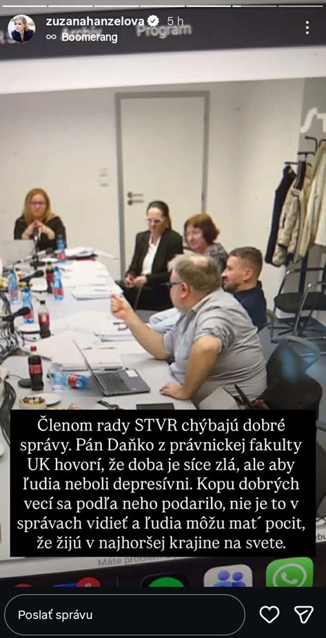 Zuzana Hanzelová komentovala rokovanie rady STVR. 